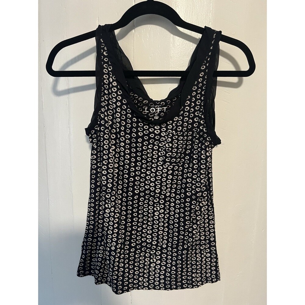 Loft Tank Tank Contrasting Navy White Circle Pattern XS Pima Cotton Modal